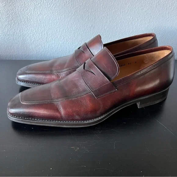 Magnanni Mens Cherry Brown Penny Loafer Size 14